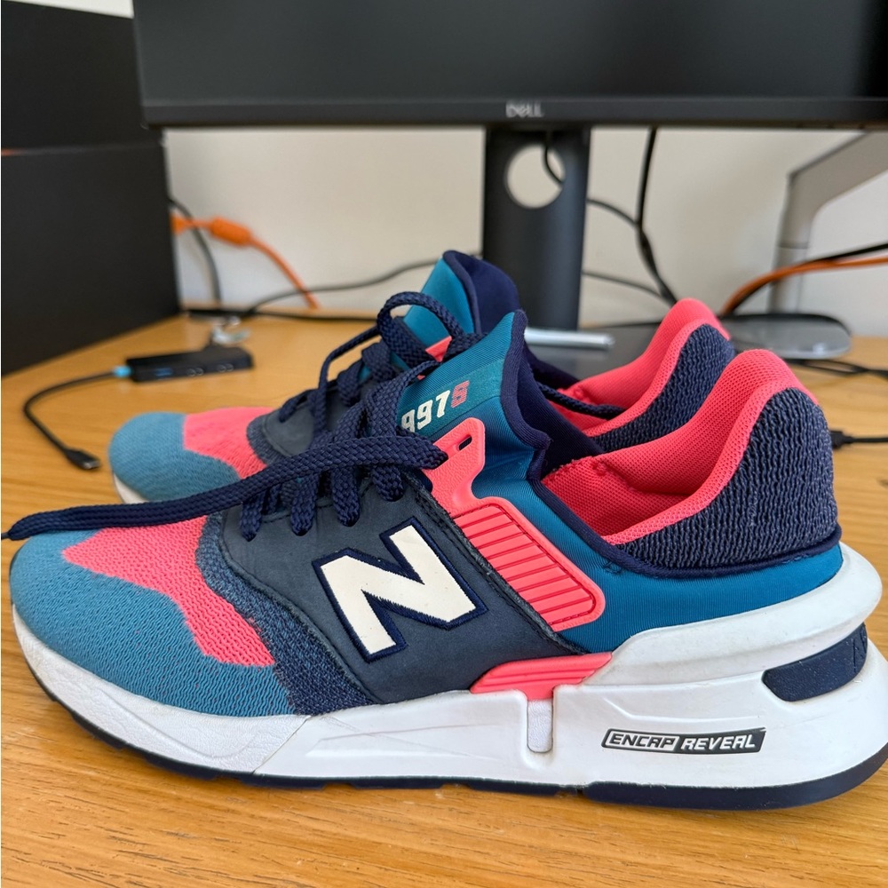 New Balance Kids 997S Sneakers in Teal, Navy & Pink